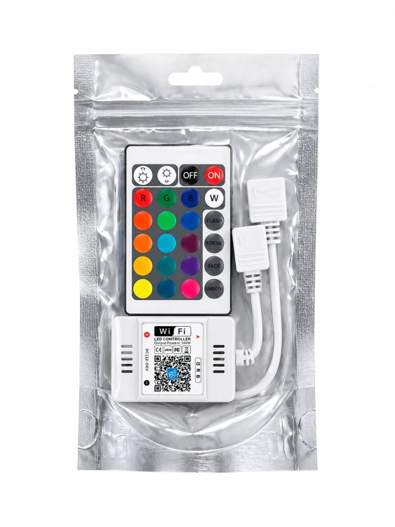 Огонек OG-LDL27 LED контроллер DC 12-24В (Wi-Fi, 2*RGB, 2*4PIN, пульт)